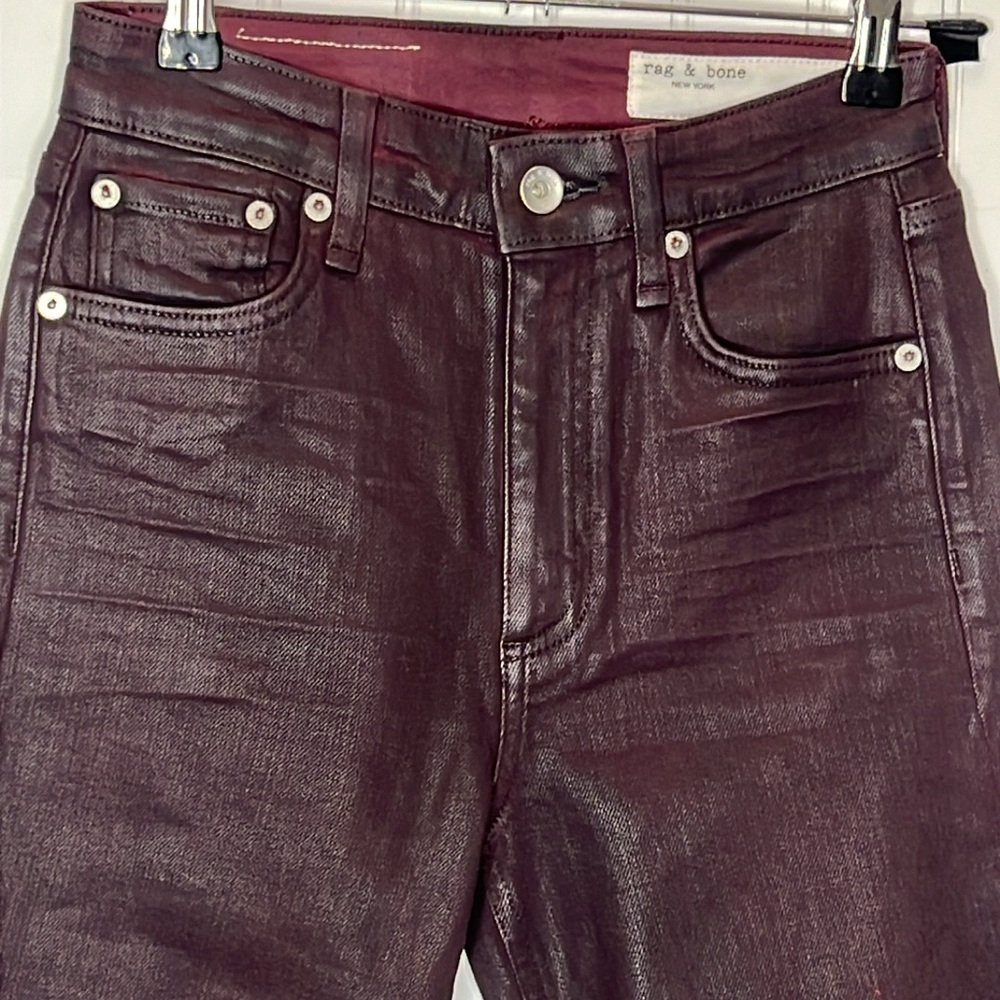 Rag & Bone Nina High Rise Skinny in Coated Plum Size 24 NWT - Picture 4 of 16